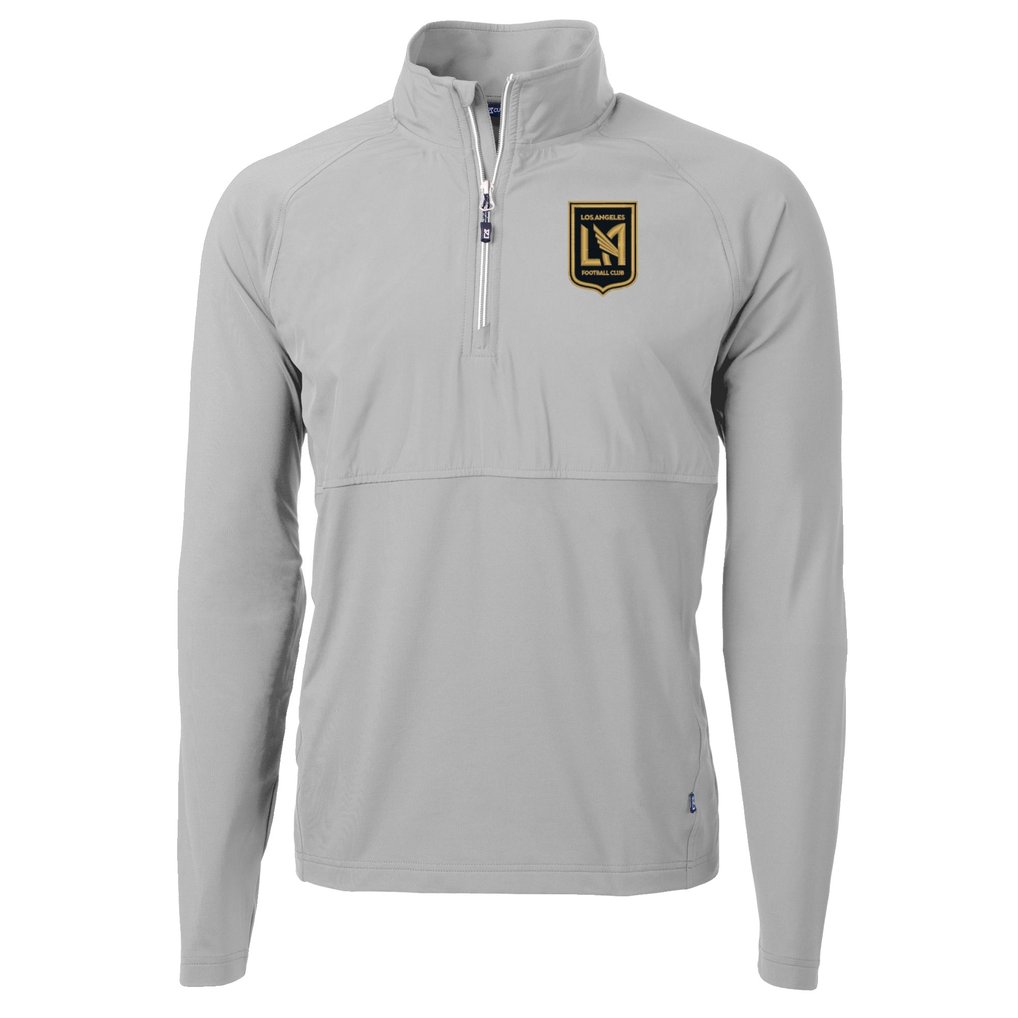  LAFC Cutter & Buck Adapt Eco Knit Hybrid Recycled Quarter-Zip Pullover Top - Gray